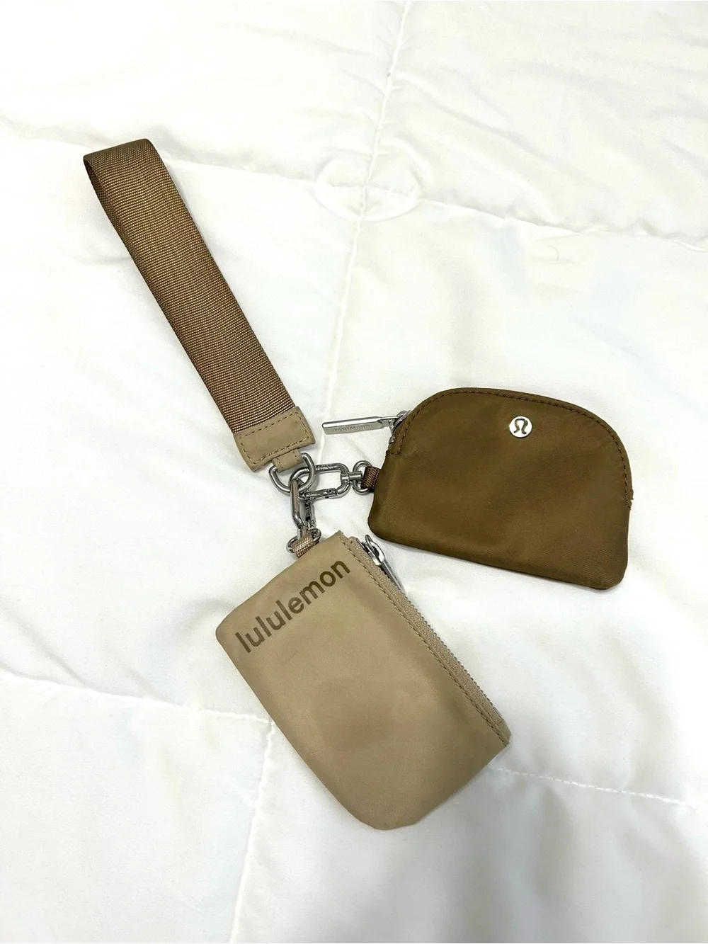 Lululemon Dual Pouch Keychain Wristlet in Brown & Taupe